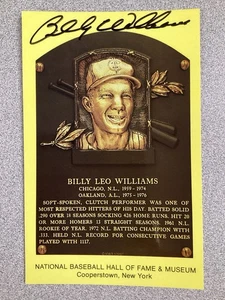 Billy Williams Signed Gold HOF Plaque Postcard Yellow Chicago Cubs Autograph TPG - Picture 1 of 2