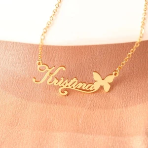 Personalized Name Necklace - Custom Stainless Steel Letter Pendant Nameplate - Picture 1 of 8