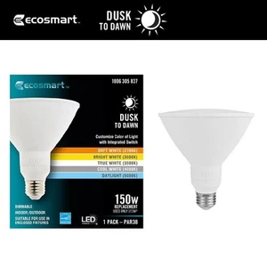 EcoSmart 150-Watt Equivalent PAR38 Dimmable CEC LED Dusk to Dawn Spot Light Bulb - Picture 1 of 13