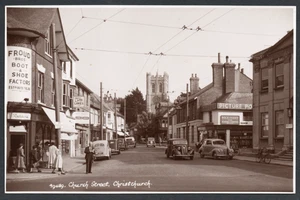 Postcard Christchurch nr Bournemouth Dorset motor cars shop signs RP - Picture 1 of 2