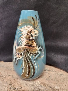 SASCHA BRASTOFF KERAMIK ~ STERNSAMEN PFERD ~ VASE 10" ~ GOLDAKZENT ~ SIGNIERT F24 - Bild 1 von 9
