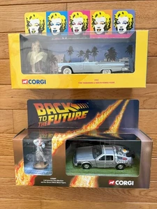 Set of 2001 Corgi Marilyn Thunderbird 39902 & BTTF Delorean CC05501 NIB - Picture 1 of 10