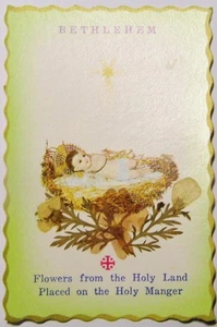 Flowers from Holy Land Placed on Manger Bethlehem Baby Jesus Crib Relic Christ - Picture 1 of 2