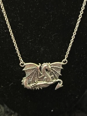 Sterling Silver 925 Winged Dragon Necklace Courtney Davis Peter Stone 15.6G - Image 1 of 4