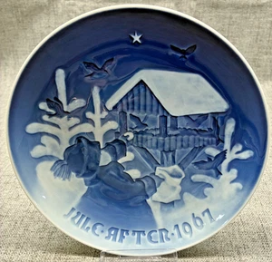 Plato Coleccionista Bing & Grondahl 1967 Azul Porcelana Fuglenes Jul Birds Navidad - Imagen 1 de 5