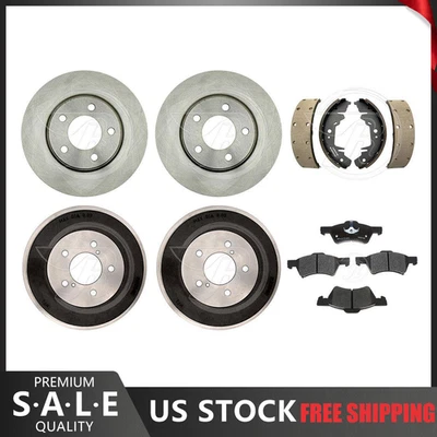 Para Dodge Grand Caravan 2004-2006 Rotores de freno Pastillas de cerámica + Tambores de freno Zapatas Foto 1 de 4