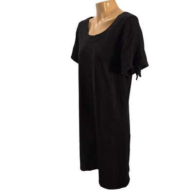 Talbots Petite XL Black Cotton Tie Sleeve Tunic Dress Casual Comfort Everyday - Image 1 of 4
