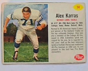 1962 Post Football Alex Karras #50 - Picture 1 of 2