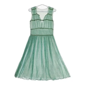 Cacharel Unused Silk Chiffon All-over Print 431140031 dress Green 5-0617S△ - Picture 1 of 6