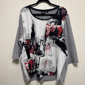 Onque Casual Women’s Plus 2X Bling NYC Scene Tee Top Beaded GUC - Picture 1 of 8