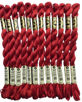 DMC Cotton Perle #3 Lot of 12 Red Brown Terra Cotta #355 Embroidery Floss Thread - Image 1 of 2