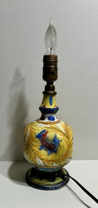 Vintage Faience Majolica Italian Pottery Table Lamp 11” Works - Picture 1 of 13