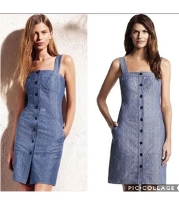Derek Lam Indigo Multi Button Mini Blue Dress Size 16 NWT - Picture 1 of 9