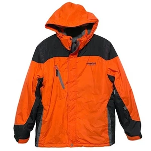 Hawke Co Sport Winter Jacket Ski Orange Black Lined Hooded Kids Boys L 14 16 - Picture 1 of 11