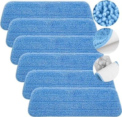 BRANDEDE 6 X Addis Replacement Heads Pads, Blue, Spray Mop Refill, 41 x 14cm pack of 6..