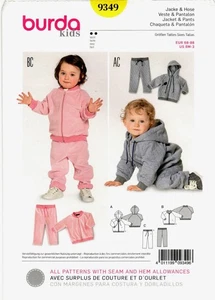 Burda 9349 Baby Toddler Hoodie & Pants Sewing Pattern Size 6 Mos-3 Uncut - Picture 1 of 2