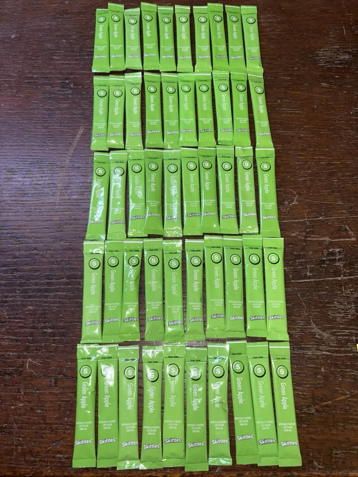 50 Packets Of Skittles Green Apple Sugar Free Drink Mix - Image 1 of 1