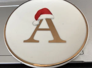 Coaster Porcelain Initial A & santa hat D4 - Picture 1 of 1