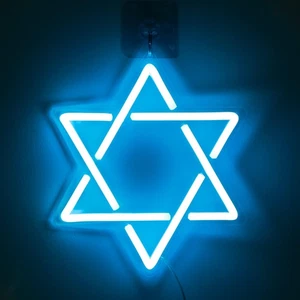 Star of David Neon Sign, Hanukkah Decorations Jewish Star Shape Neon Light, L... - Foto 1 di 8