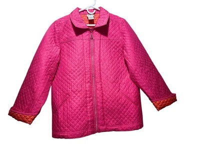 Quacker Factory Quilted Barn Coat Jacket Womens Large Pink 100% Silk Embellished - Image 1 of 4