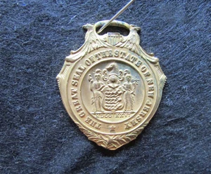 Vintage Watch Fob - 14K Plated - Great Seal of New Jersey    (A231 - Picture 1 of 5