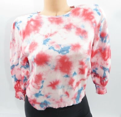 Suéter Pullover John + Jenn XS para Mujer Tie Dye Look Mangas Abullonadas Recortado Nuevo con Etiquetas Foto 1 de 4