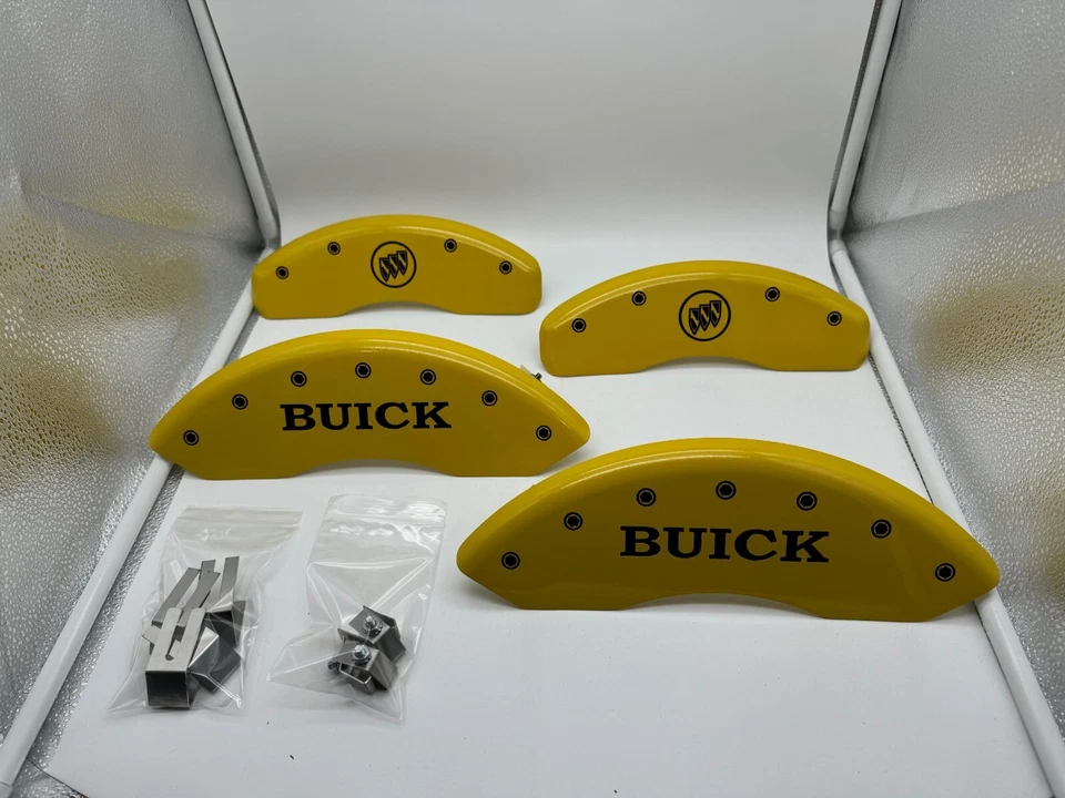 MGP CALIPER COVERS 2006 TO 2011 BUICK LUCERNE V6 YELLOW PREVIOUS INSTALLED - Image 1 of 4