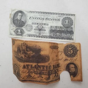 2- Copia reproducción 1809 BANCO ATLÁNTICO CONFEDERADO Nueva York CINCO 1862 EE. UU. Uno - Imagen 1 de 17