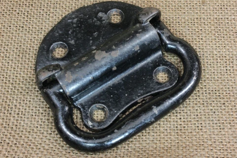 Old Tool Box Drop Handle Steamer Trunk Drawer Pull Rustic Iron Vintage 3 11/16” Cover