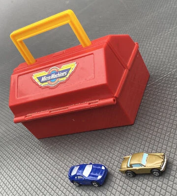 1990 MICRO MACHINES RED TOOL BOX CASE 2 Cars included - Preowned - Image 1 of 4
