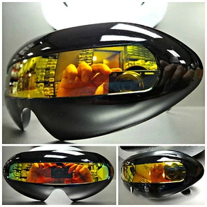 SPACE ROBOT PARTY RAVE COSTUME DJ CYCLOPS FUTURISTIC SHIELD SUN GLASSES Black - Picture 1 of 6