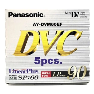 Paquete de 5 mini casete Panasonic Mini DVC SP 60 ideal para modo LP 90 AY-DVM60EF - Imagen 1 de 6