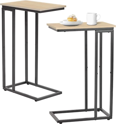 C-Shaped End Table, TV Tray Set of 2, Couch Side Laptop Table, for Living Room, - Image 1 of 4