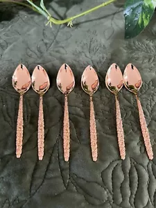 Community Gold-Plated Demitasse/Dessert Spoons Floral Design 6 Pc Set - Picture 1 of 5
