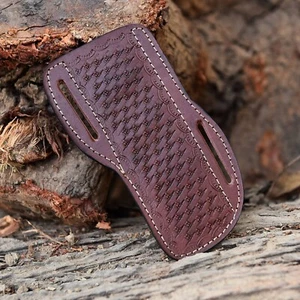 USA Hand Engraved Pancake Sheath Fixed Blade Knife Belt Knife Case Pouch Holster - Picture 1 of 6