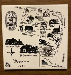 "Remache decorativo de pared de azulejos vintage histórico Windsor Connecticut CT 1633 6"" B12" - Imagen 1 de 12