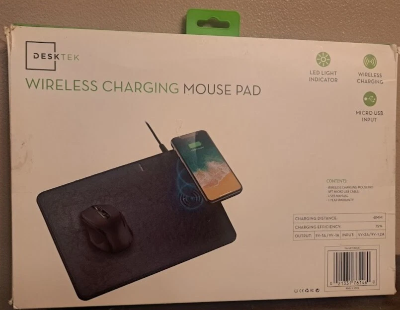 DeskTek Wireless Charging Mouse Pad Cell Phone Charger TEK8047  - Image 1 of 3