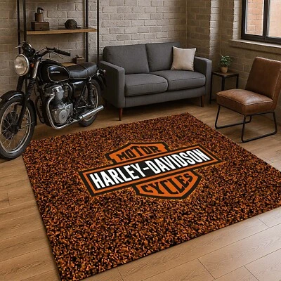 Harley Rug, Motorcycle Rug, American Legends Motorcycle Rug, Garage Floor Rug - Image 1 of 4