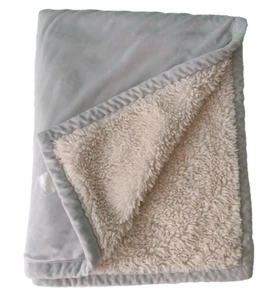 Pottery Barn Baby Blanket 30x37 2017 Light Gray Sherpa Thick Heavy Velour - Picture 1 of 8