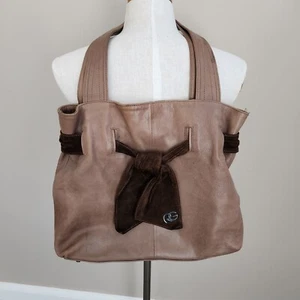 Roberta Gandolfi Shoulder Tote Bag Italian Leather brown bow - Picture 1 of 9