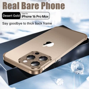Corners Pads Case For iPhone 16 Pro Max Frameless Lens Film Metal Bumper Cover - Zdjęcie 1 z 21