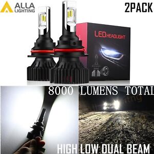 Alla Lighting 8000lm 9004 LED Headlight High & Low Beam Light Bulbs Lamps, White