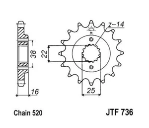 JT Piñón 13 Dientes Paso 520 / 736.13 - Imagen 1 de 1