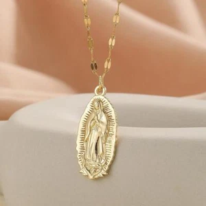 Collar Colgante Virgen María Mujer Joyería Color Dorado Estatua Collar Mamá Regalos - Imagen 1 de 12