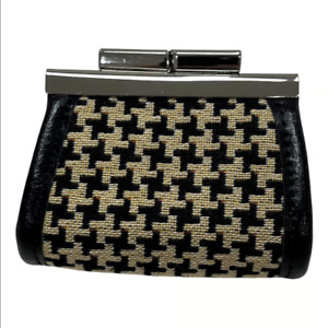 Gobelin Cloth & Leather Purse New houndstooth pattern artisan