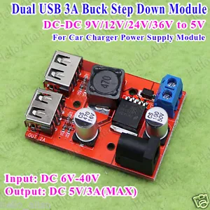 DC-DC Buck Converter Step-Down Regulator 6V~36V 9V 12V 24V To 5V 3A USB Charger - Picture 1 of 4