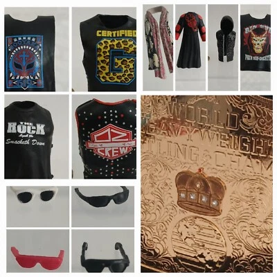 WRESTLING FIGURE ACCESSORY ATTIRE CLOTHING WEAPON BUNDLE MATTEL / JAKKS WWE - Image 1 of 3