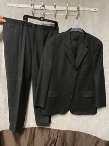 Alfani Suit Men 46L Gray Striped 2B Wool Career Academia Formal Pants 40x29 Luxe - Picture 1 of 21