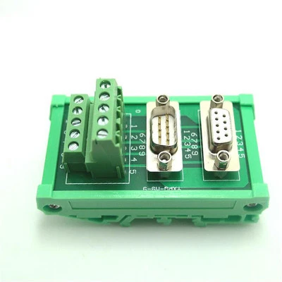 DB9 D Sub 9 pin DIN Rail Terminal Block Breakout Board Male Female Dual Adapter  - Image 1 of 4
