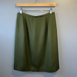 Amanda Smith 100% Pure Silk Skirt Womens Size 8 Green Lined - Picture 1 of 6